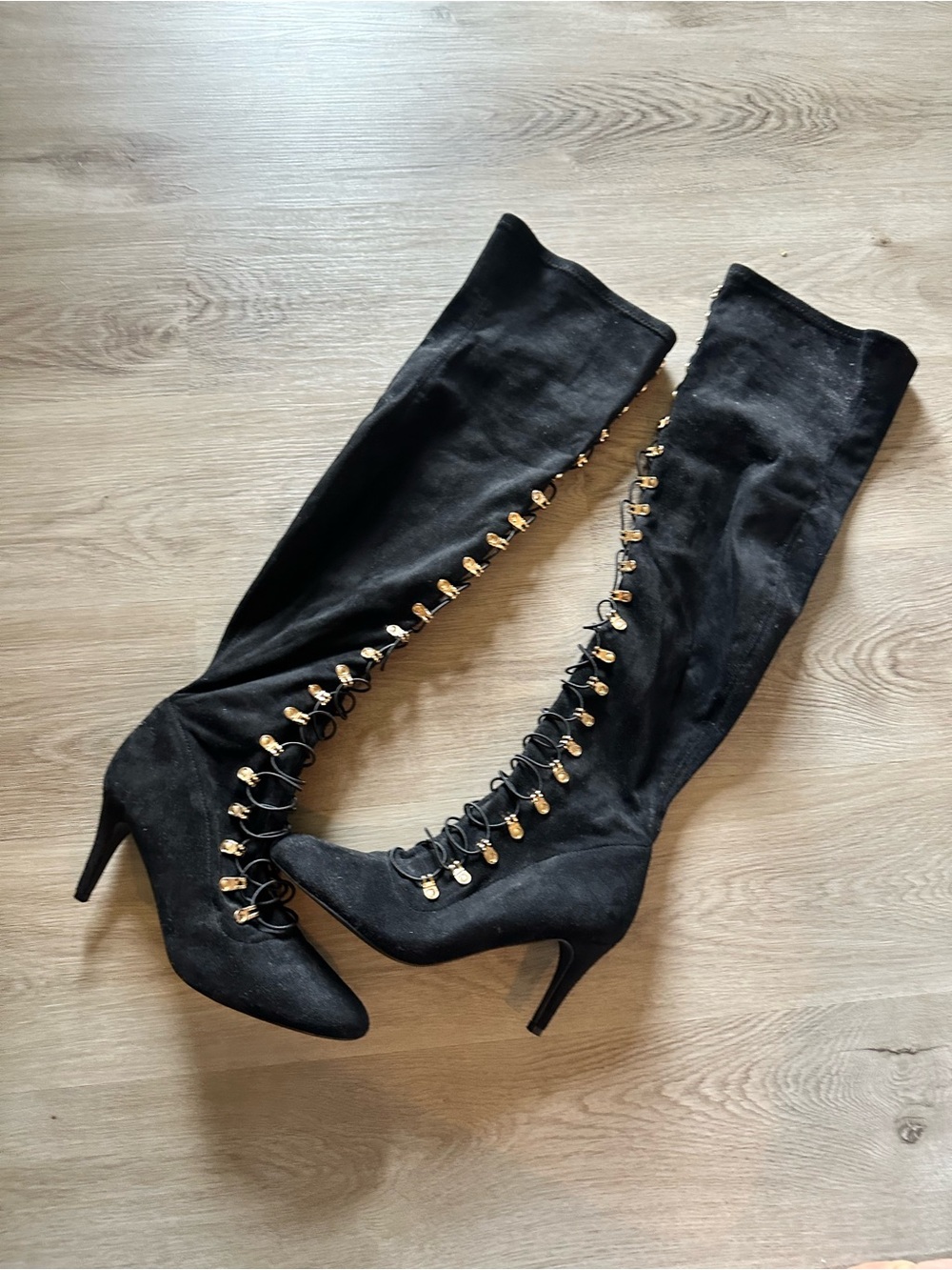 Black Knee-High Stiletto Boots